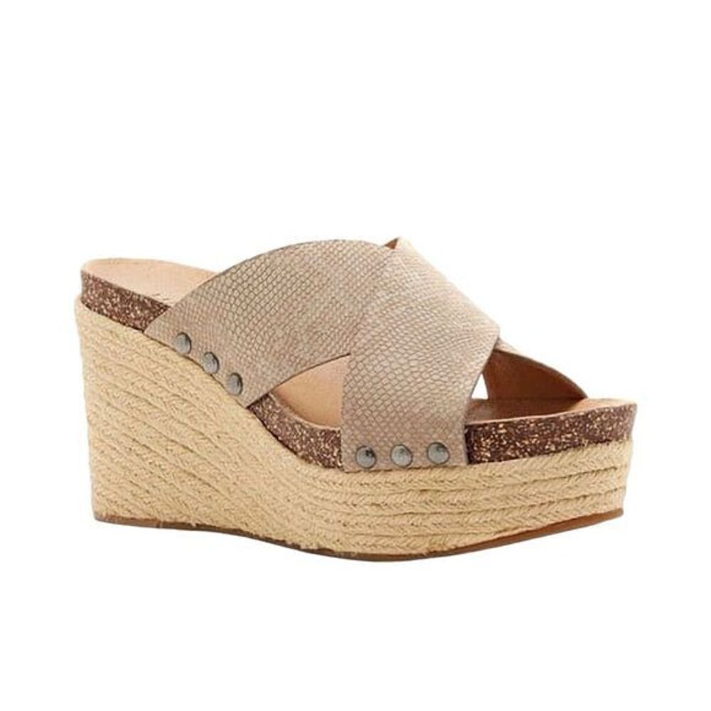 Lucky Brand Women's Neeka Taupe Slide Wedge Sandals Size 7.5M - Picture 2 of 16